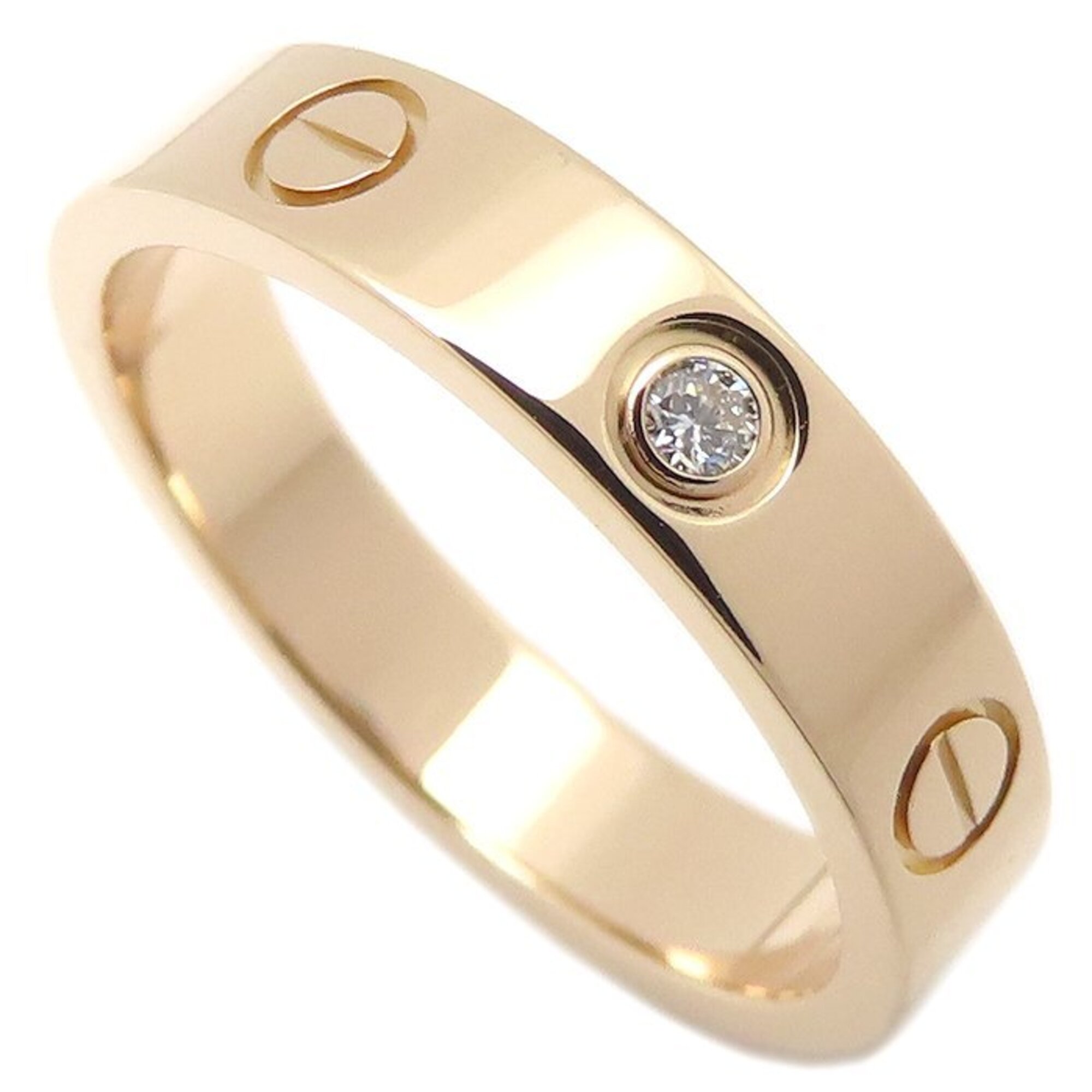 CARTIER Mini Love Ring, 1P Diamond, Size 52, 18K Pink Gold, Women\'s, B4050700 295776