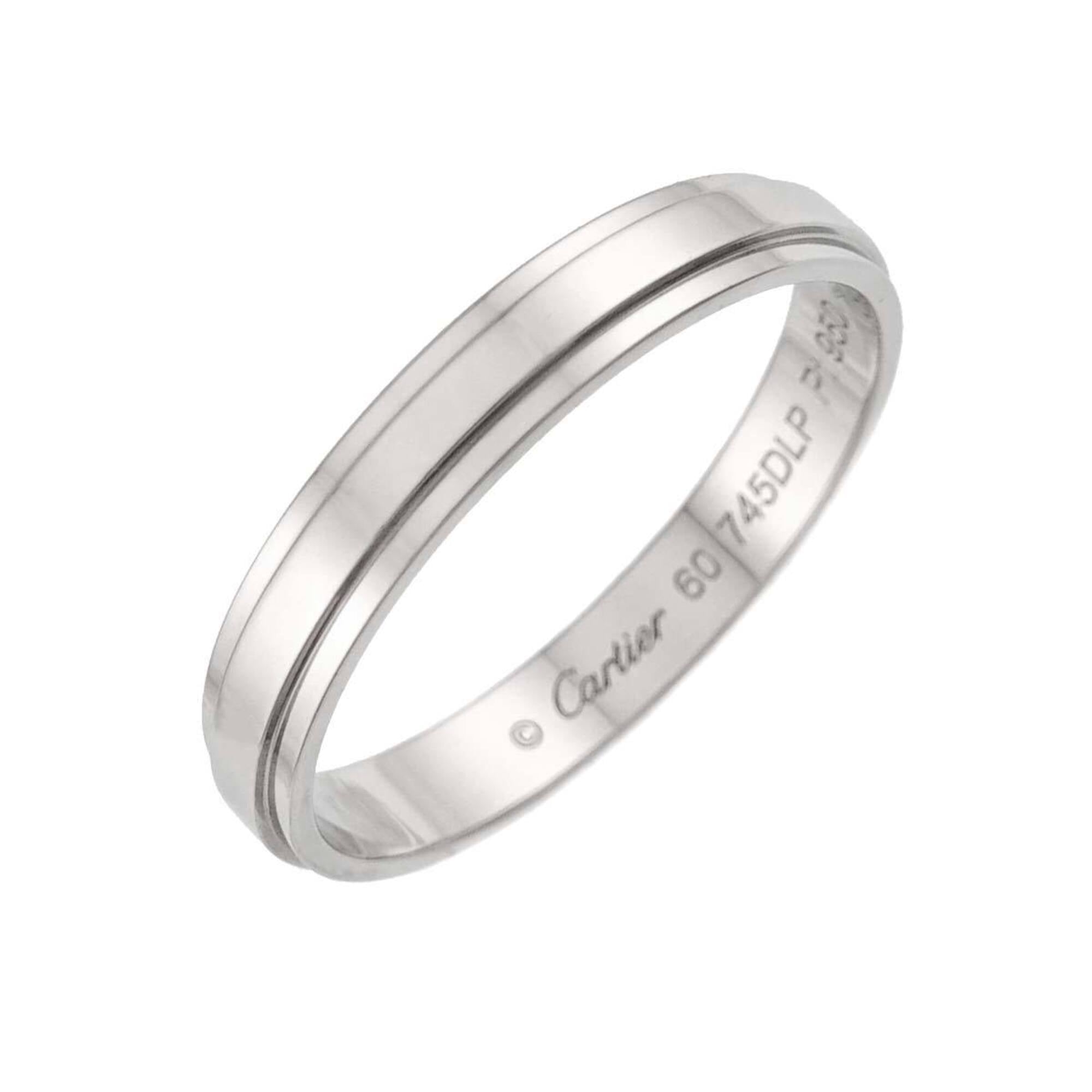 Cartier d Amour Ring #60, 3.5mm wide, Platinum.