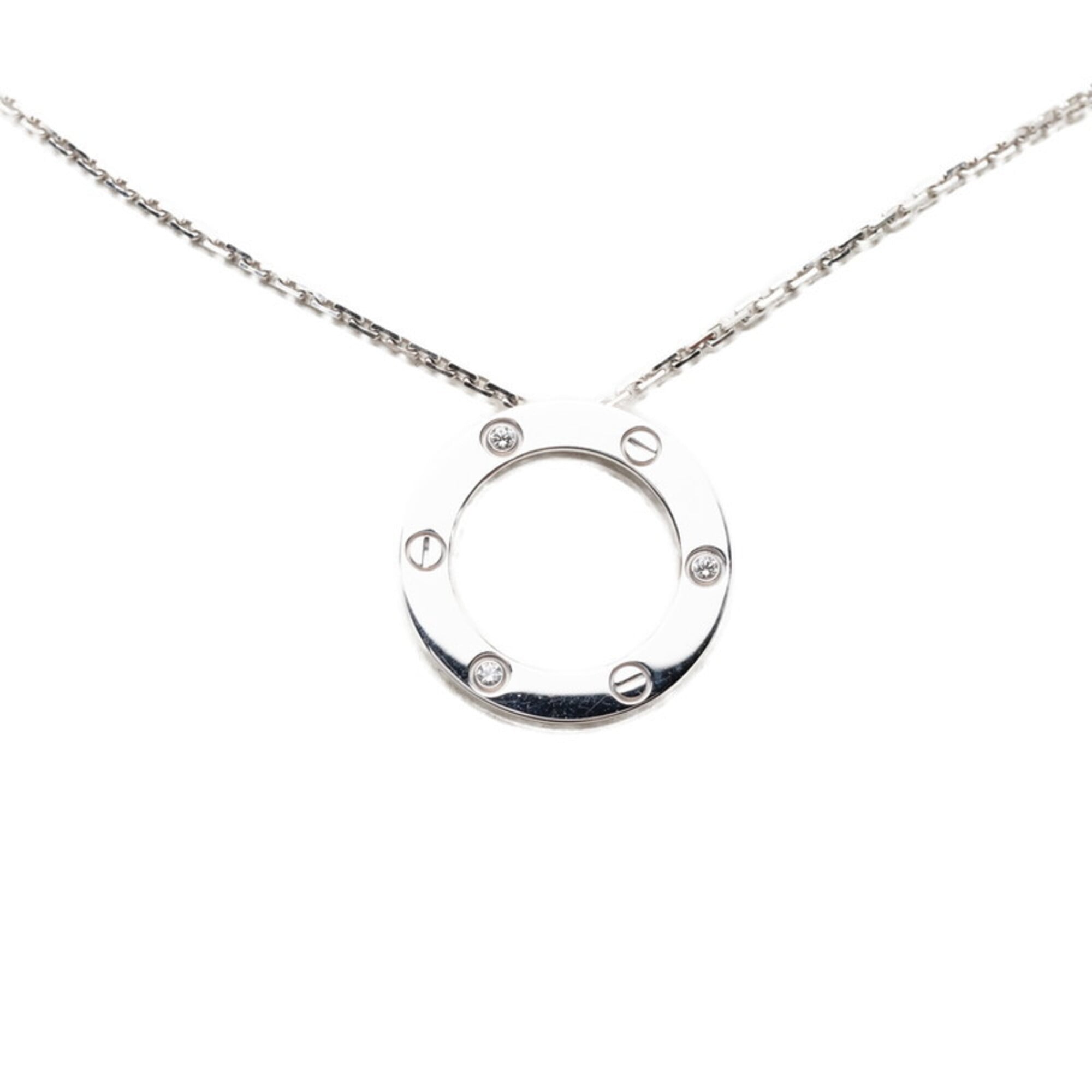 Cartier Love Circle 3-Diamond Chain Pendant Necklace B7014600 Diamond 18KWG White Gold 750 Women\'s