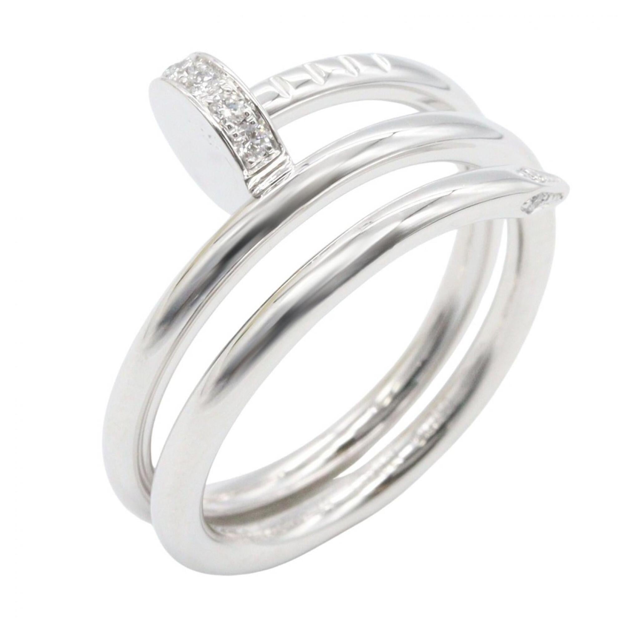 Cartier Juste un Clou Double Diamond Ring, 18K White Gold (18KWG), Diamond, Women\'s, Silver/Clear T