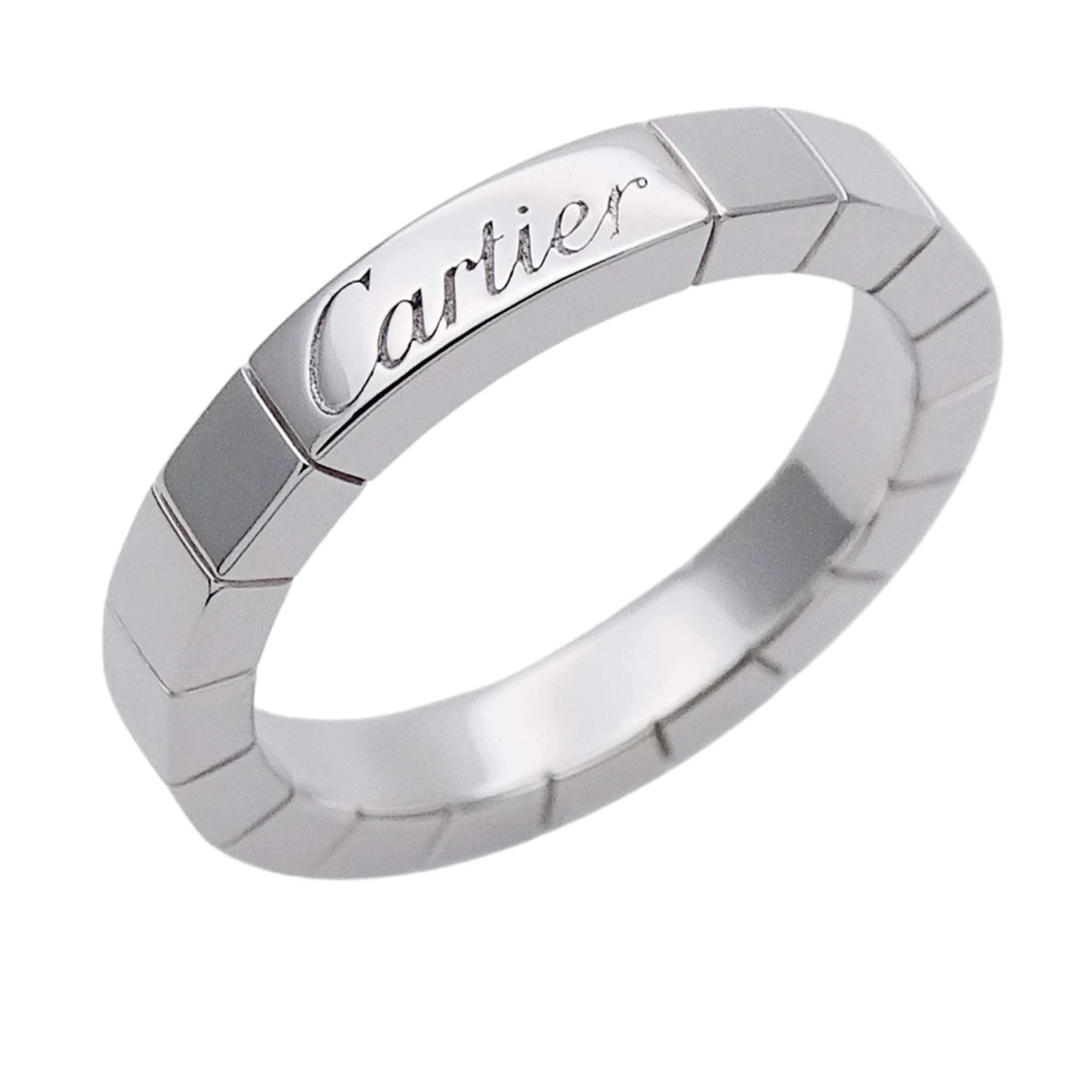 Cartier ring for women, brand name ring, 750WG Lanieres white gold, size #48 (approx.), jewelry.