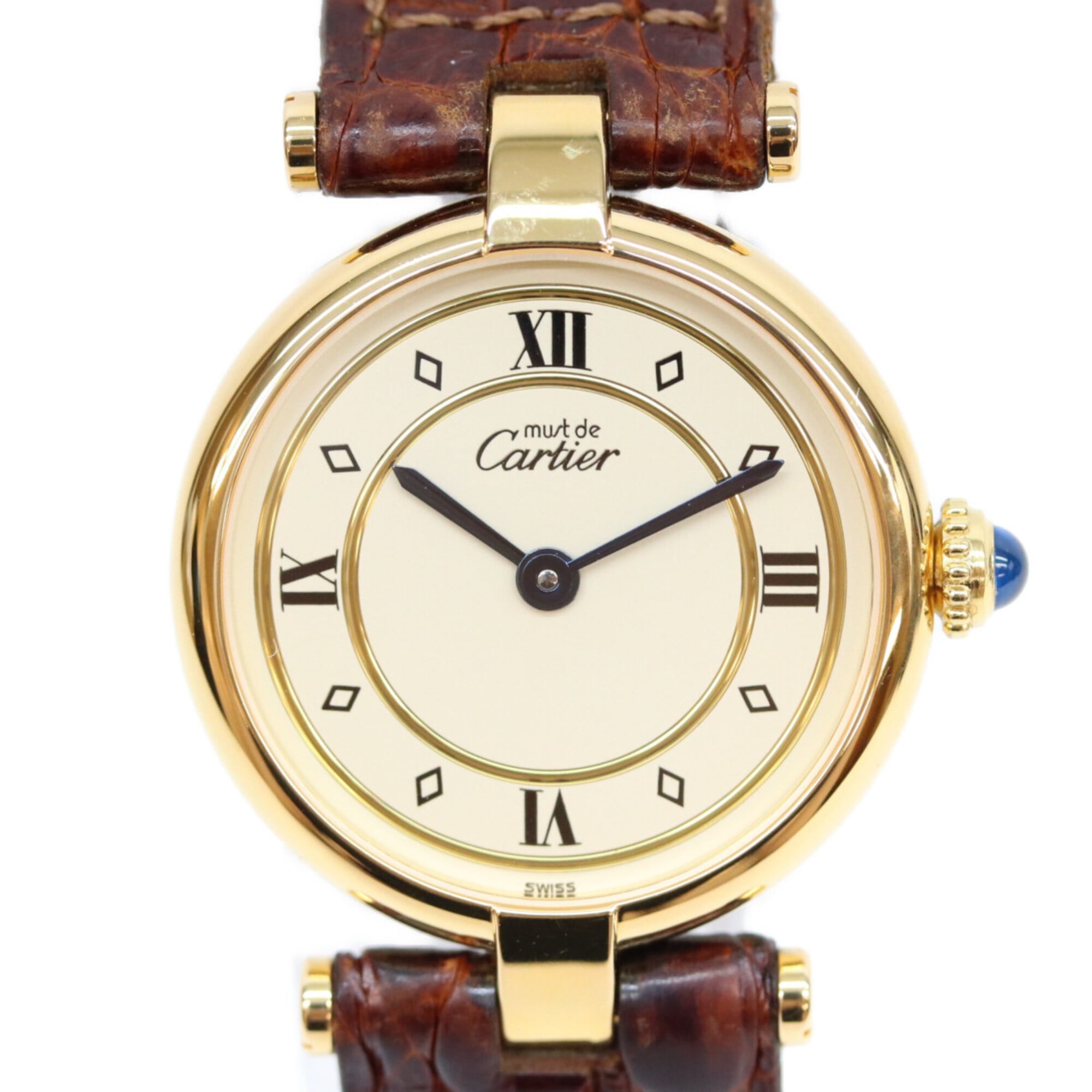 Cartier Must Vend™me SM Vermeil Quartz Watch with Roman Numerals, Gold and Ivory Dial, Ladies\'