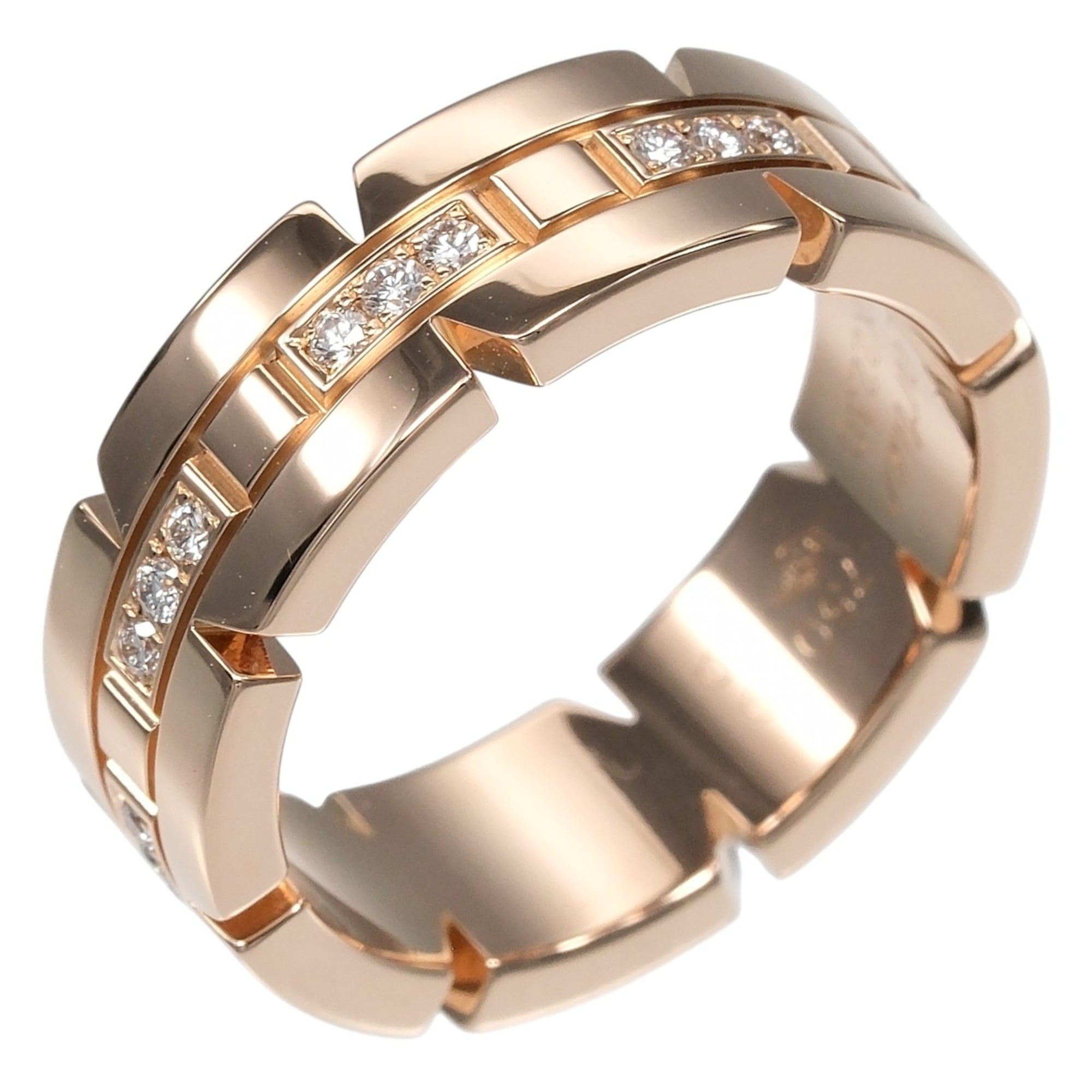 Cartier Tank Franaise Ring, Size 10, 18K Pink Gold, Diamond, Approx. 8.26g