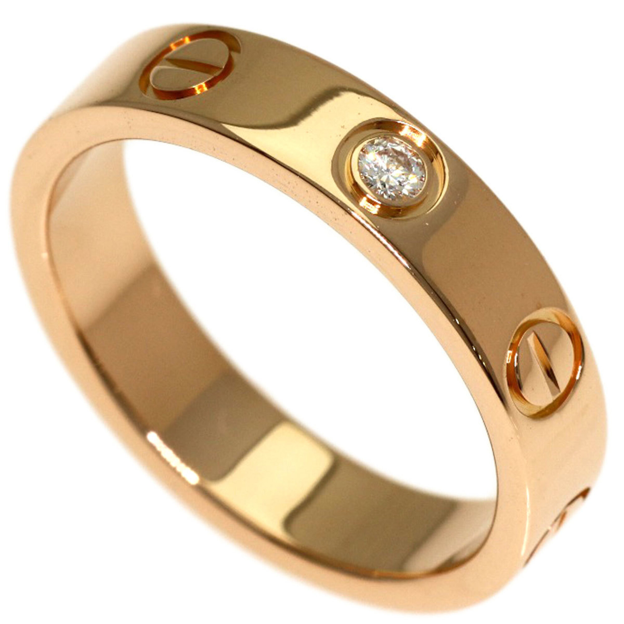 Cartier Mini Love Ring, 1P Diamond, Size 47, 18K Pink Gold, Women\'s Ring.