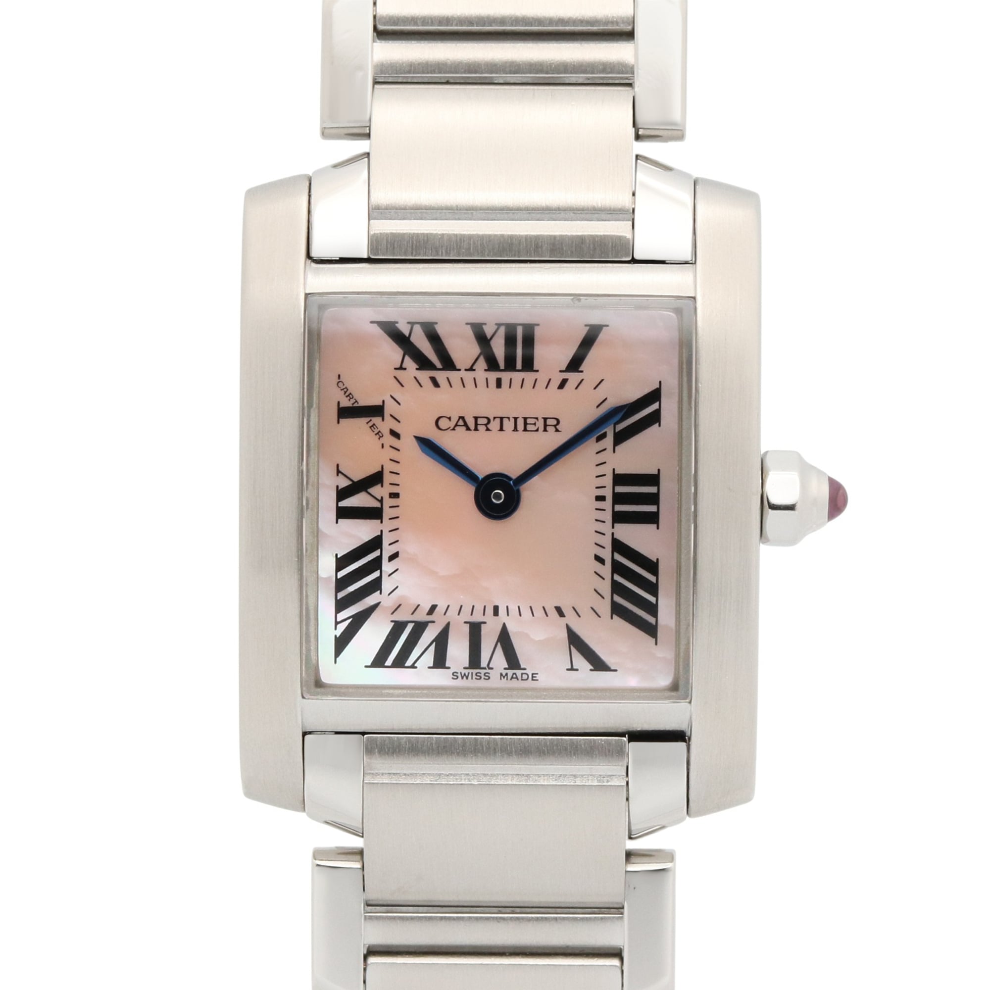 Cartier Tank Franaise SM Watch, Stainless Steel, Ladies, Pink/Pink Shell, W51028Q3
