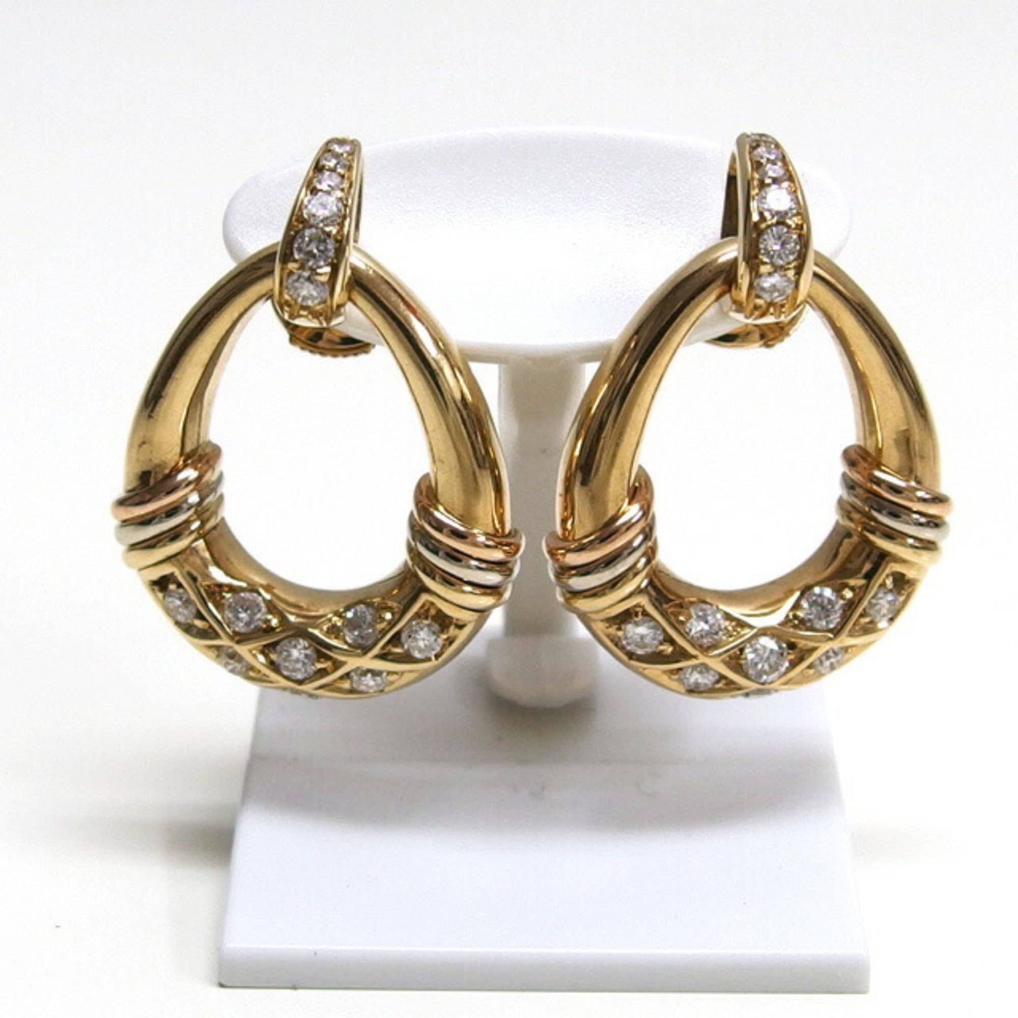 Cartier door knocker motif Trinity diamond earrings