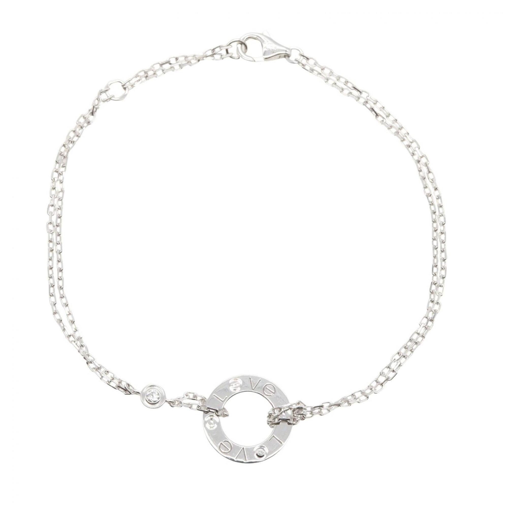 Cartier Love Circle Bracelet 2PD Accessory 18KWG (White Gold) Diamond Men\'s Women\'s Silver Tone Cl