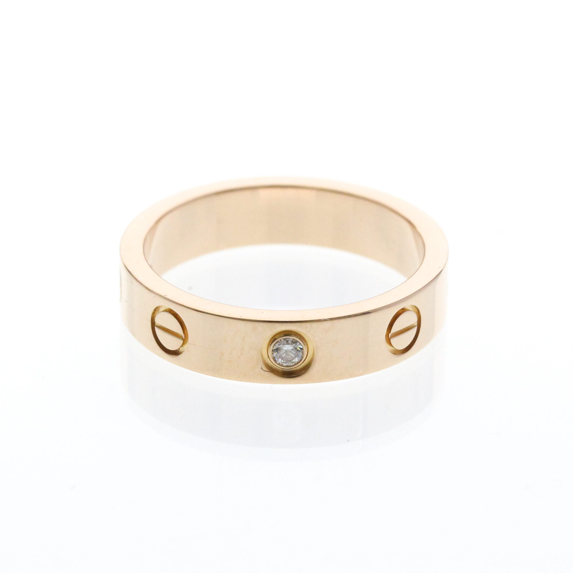 Cartier Mini Love Ring 1P Diamond B4050749 Pink Gold (18K) Fashion Diamond Band Ring Pink Gold