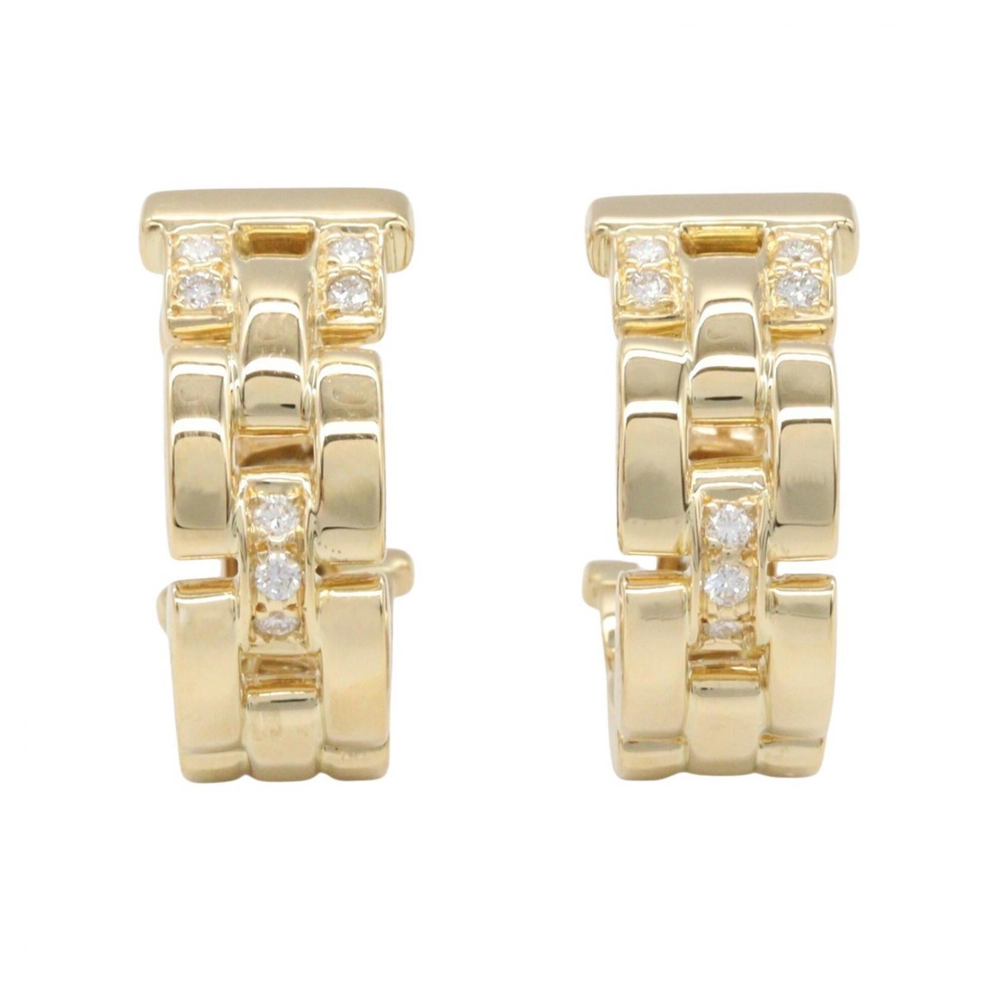 Cartier Maillon Panthre Diamond Earrings, 18K (Yellow Gold), Diamond, Women\'s, Gold Tone, Clear To
