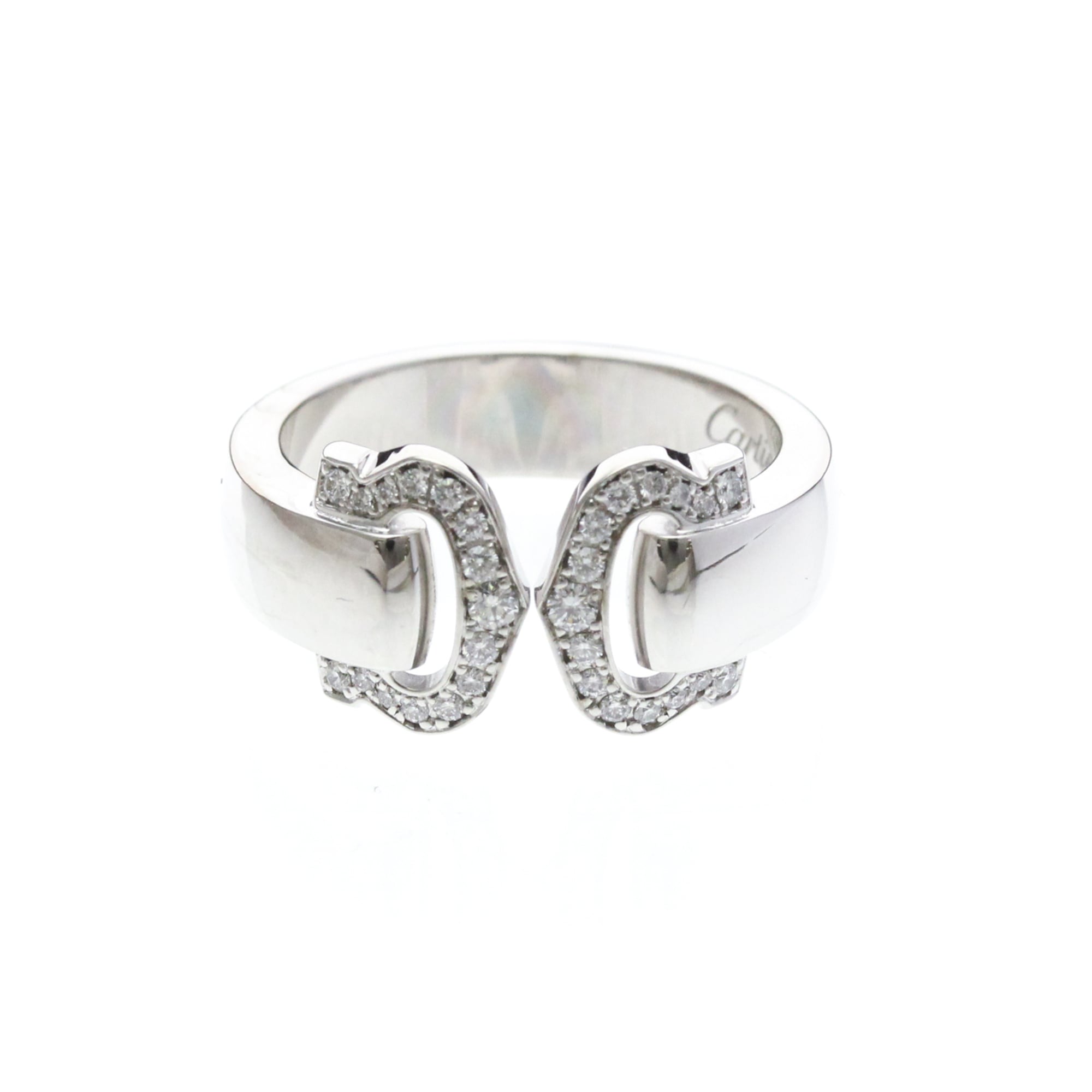 Cartier 2C Boucle Selling White Gold (18K) Fashion Diamond Band Ring Silver
