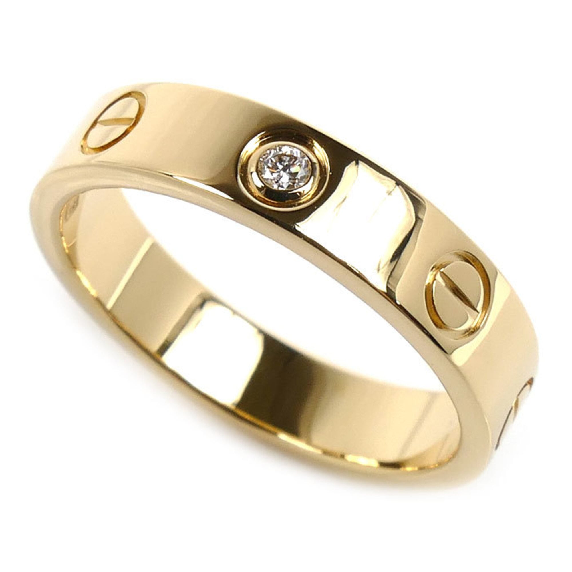 CARTIER Cartier 18K Yellow Gold Mini Love 1P Diamond Ring B4056151 51 4.5g Women\'s