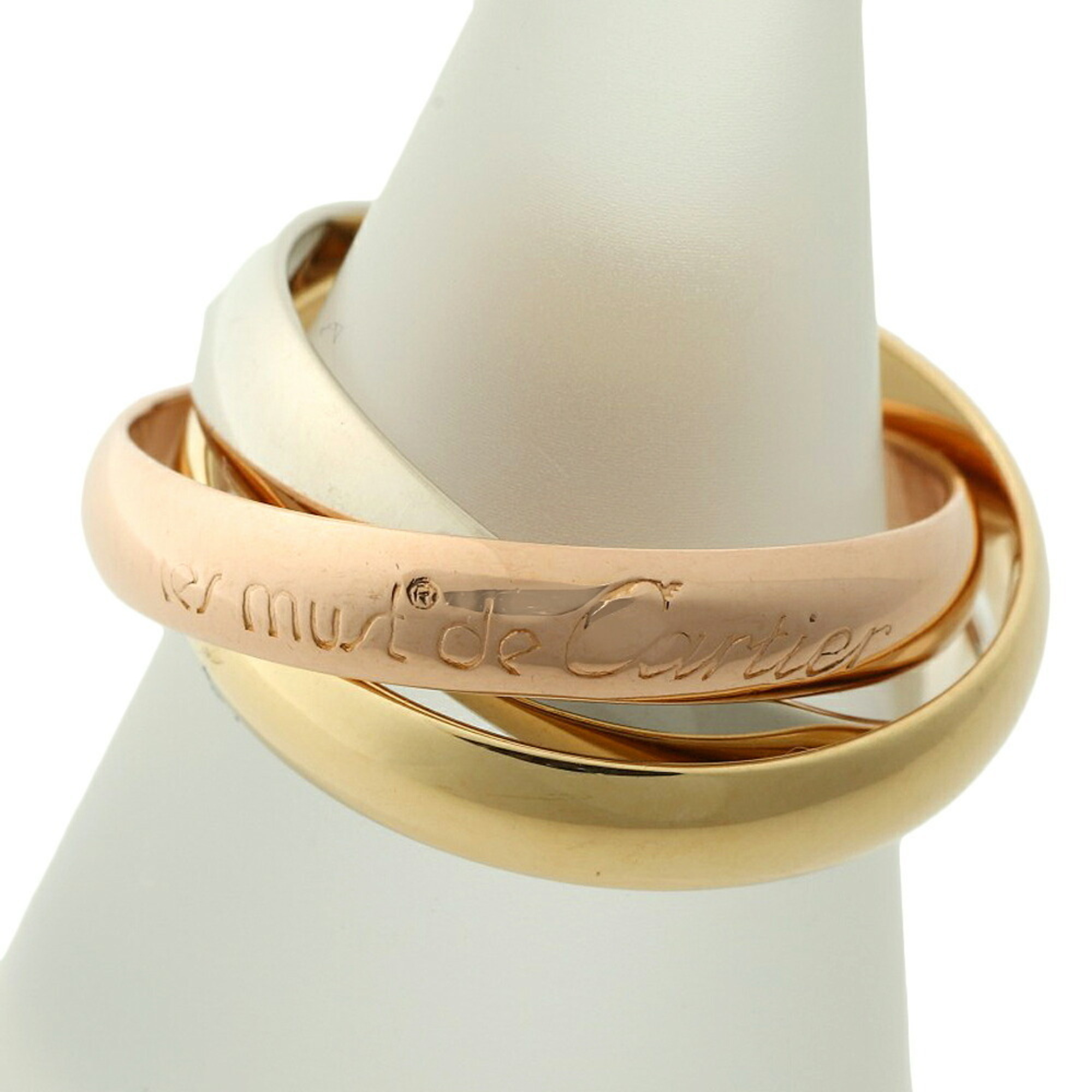 Cartier Trinity Ring, approximately 6.4g, 18K Yellow Gold, White Pink Size #48 (approx. US size 8),