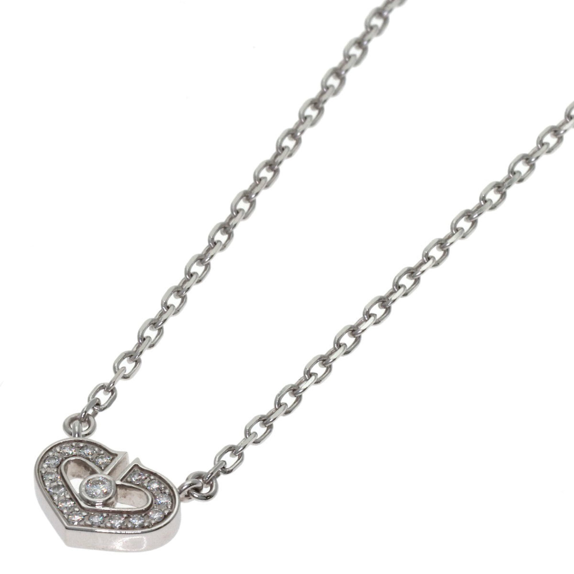 Cartier C Heart Diamond Necklace 18K White Gold Women\'s CARTIER