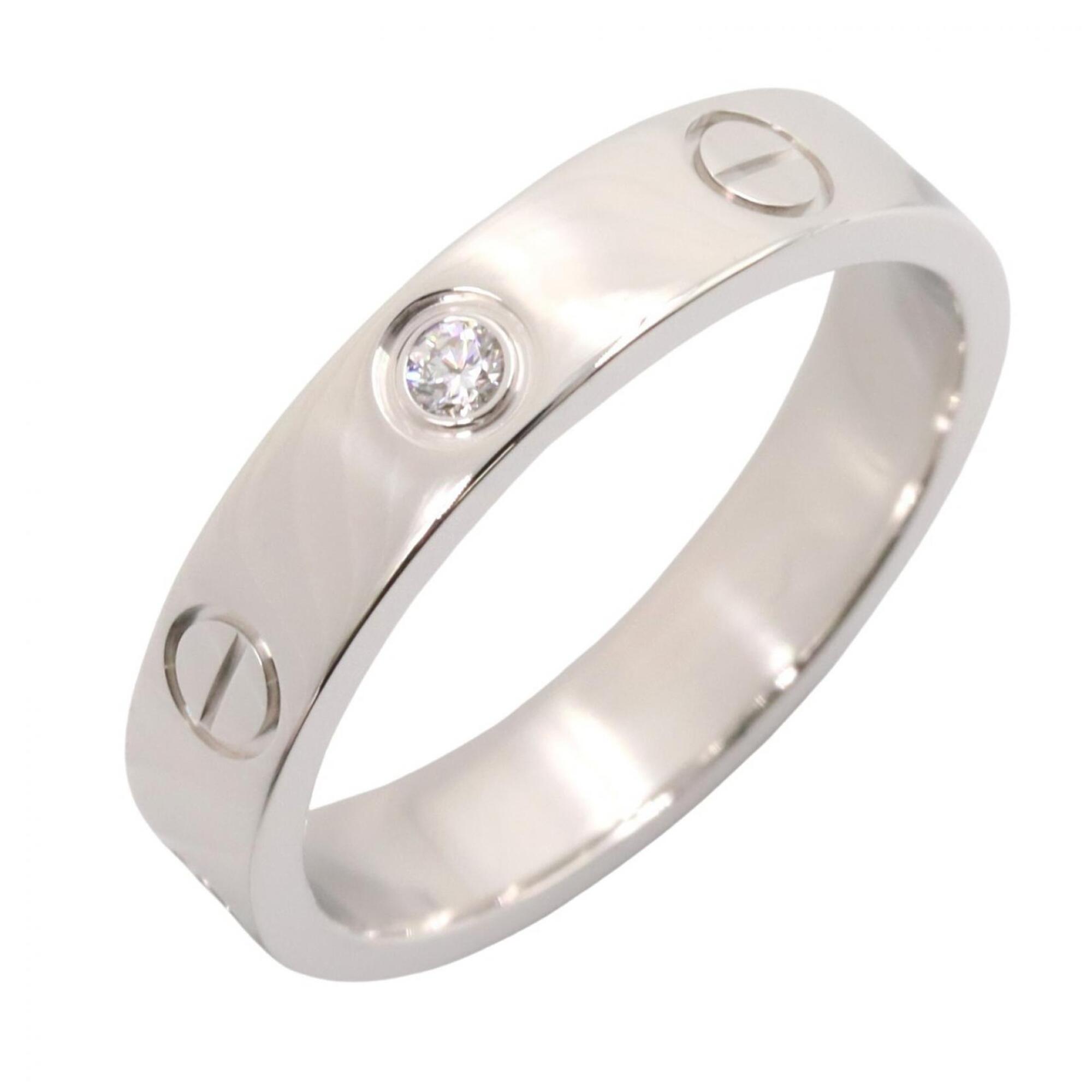 Cartier Mini Love Ring 1PD Ring, Jewelry, 18K White Gold (18KWG), Diamond, Women\'s, Silver Tone, Cl