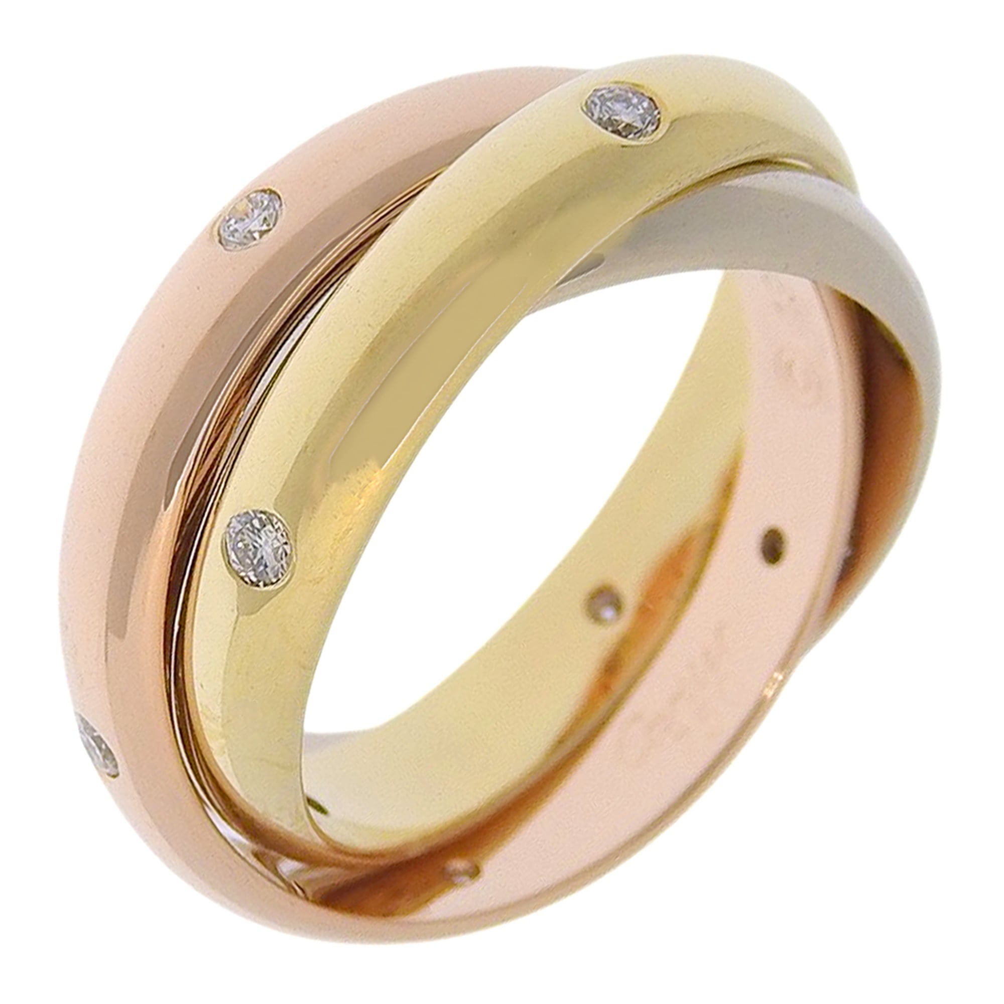 Cartier Trinity Ring, Size 10, Constellation Series, 18K Yellow Gold with Diamonds, Approx. 10.0g, W
