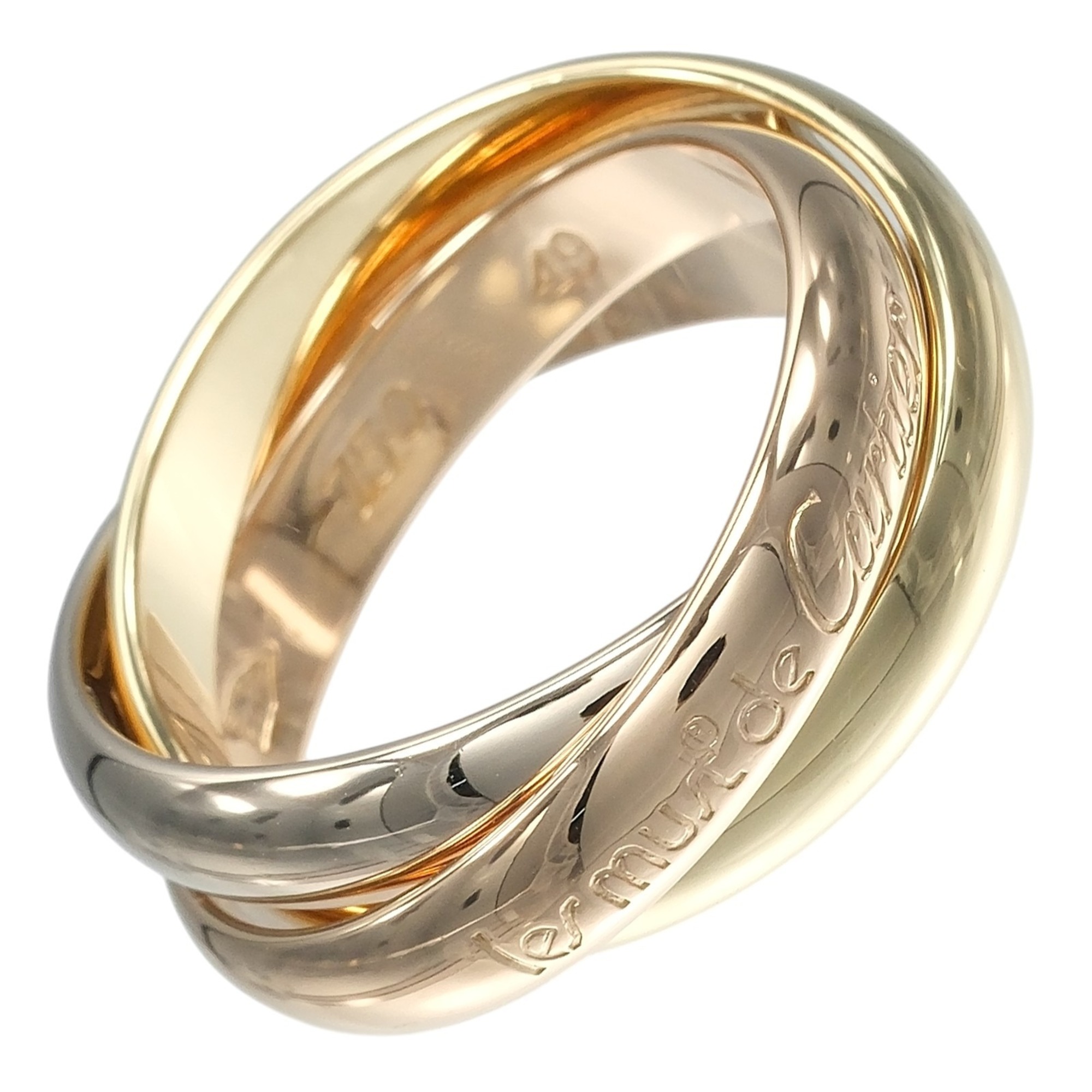 Cartier Trinity Ring, Size 8, 3.5mm Band, 18K Gold (YG, PG, WG), Approx. 8g.