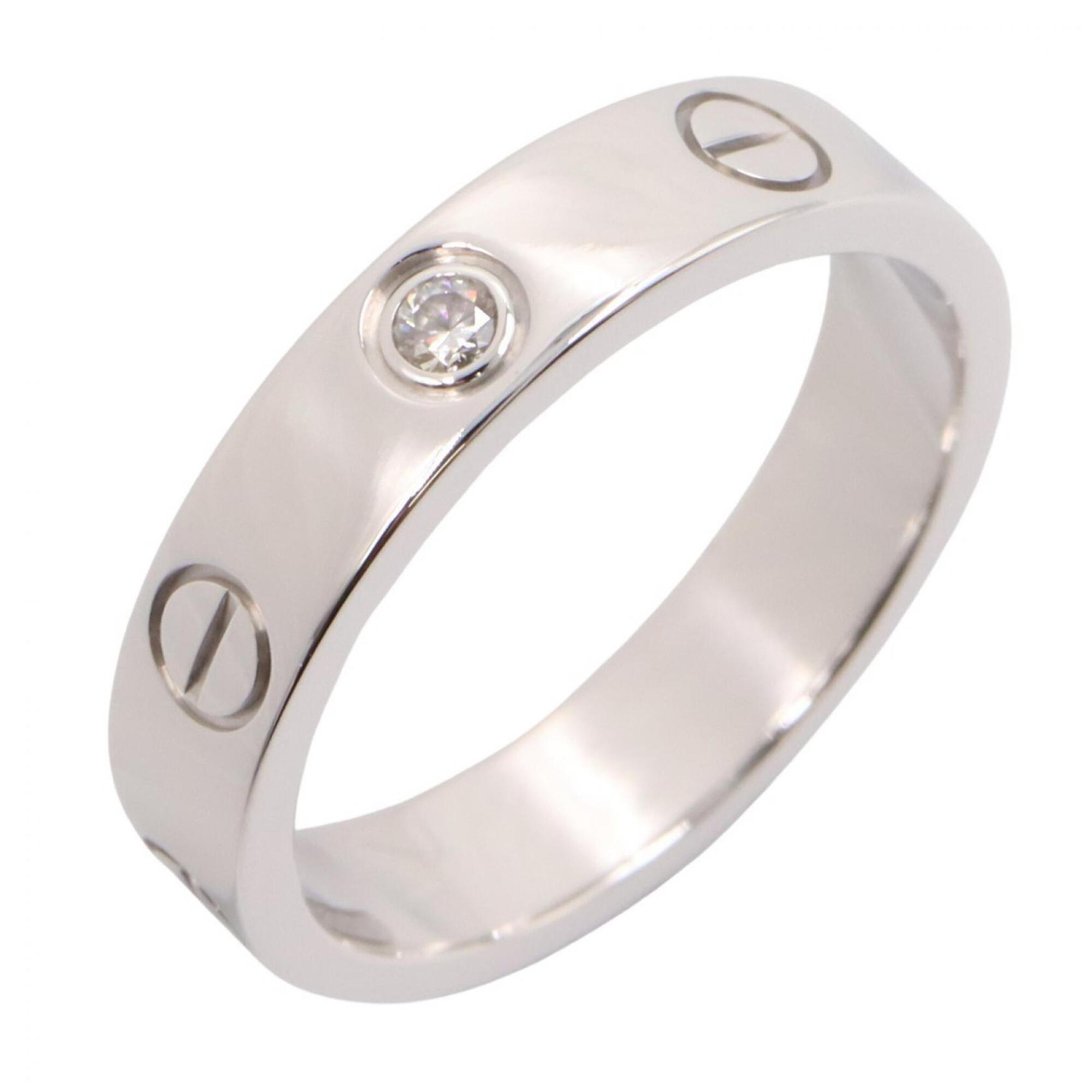Cartier Mini Love Ring 1PD - 18K White Gold (18KWG) Diamond Women\'s Silver/Clear Tone