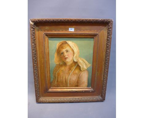 Attributed to Hellen Allingham (1848 - 1926), an early 20th/ late 19th Century oil on canvas depicting a portrait of a girl v