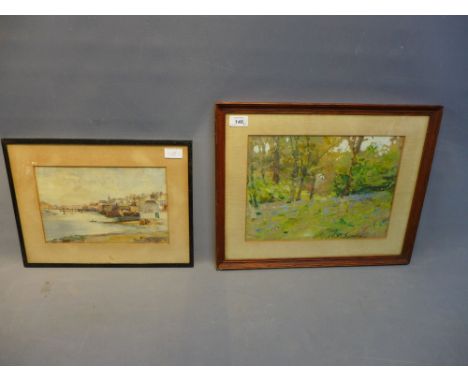 Early 20th Century British School, a woodland study, watercolour, signed indistinctly lower right 'Symons'. H.25cm W.35cm tog
