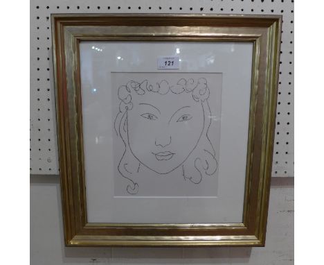 Henri Matisse (1869-1954), portrait d'une femme, lithograph, edition of 950, 1947. H.25cm W.20cm 