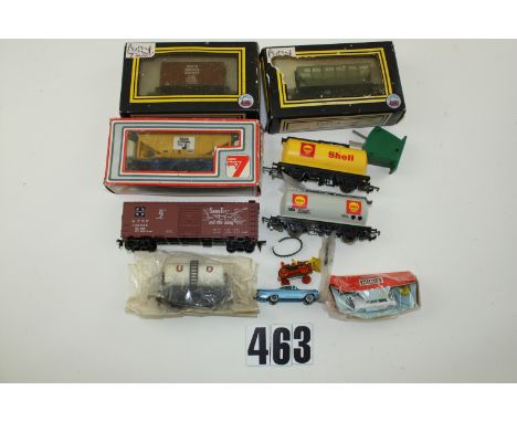 A modest collection of OO Gauge fright stock and road vehicles: two Dapol 'North Norfolk Railway' special editions, Lima 'Bla