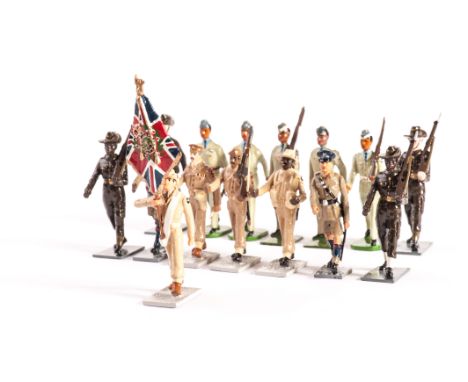 Fusilier Miniatures West African Infantry at slope,  (38 inc 3 white NCOs), officers (3), by another maker (3 inc flag bearer