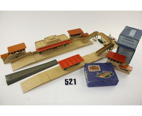 Hornby-Dublo OO Scale buildings and controllers: including 2 stations, 2 island platforms, ramps, 3 signal boxes, 3 l3v3l cro