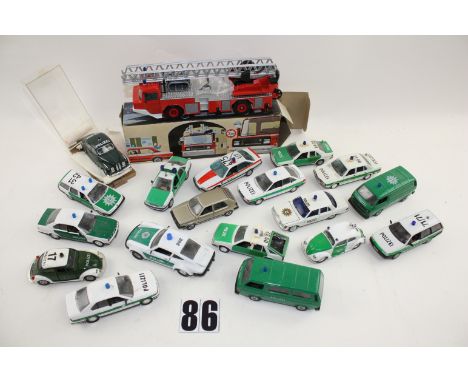 Various Makers German mainly green and white Police Vehicles: including Gama (7), Schabak (7, one civilian Golf), Vitesse, To