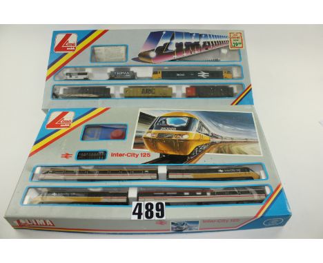 Lima OO Gauge 'modern image' train sets: comprising an Inter-City 125 HST set with 4 cars, track and controller, the other a 