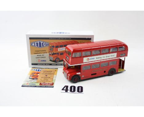 A Corgi Mettoy Anniversary London Routemaster Bus, limited edtion tinplate clockwork model, in original box with cert, No.MT0