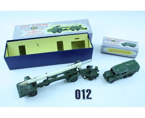 Dinky Toys Military Vehicles: 666 Missile Erector Vehicle with Corporal Missile and Launching Platform, in original box,  F, 