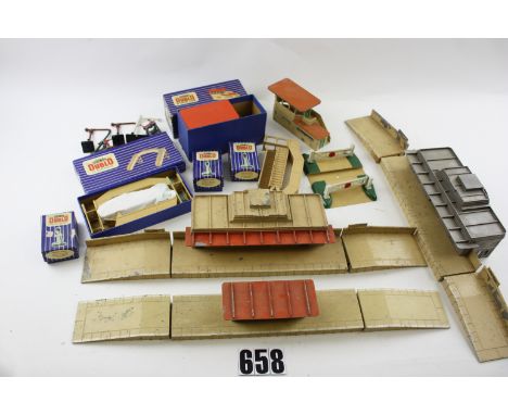 Hornby Dublo 00 Gauge 2 and 3-Rail Accessories: D1 Signal Cabin (3, two boxed), Footbridge (2, one boxed), 5046 Colour Light 