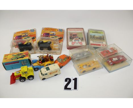 Majorette Matchbox  and Corgi Cars and Commercials: early Majorette Porsche (3) and Bertone, in original plastic boxes, Match