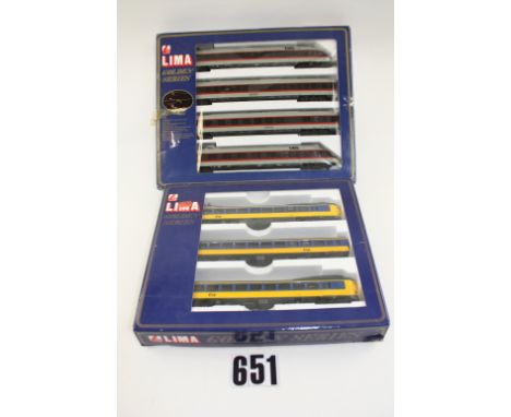 Lima HO Gauge 'Golden Series' Train Packs: A 3-car Dutch railways set in yellow/blue livery, together with an Inter-City 4-ca