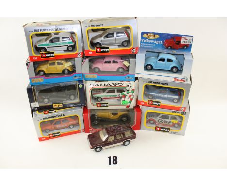 Burago and other 1/24 scale VW and other cars: Burago, Alfa Romeo, Bugatti Type 55, Golf GTI, Fiat Uno, 0127 Fiat Punto (7), 