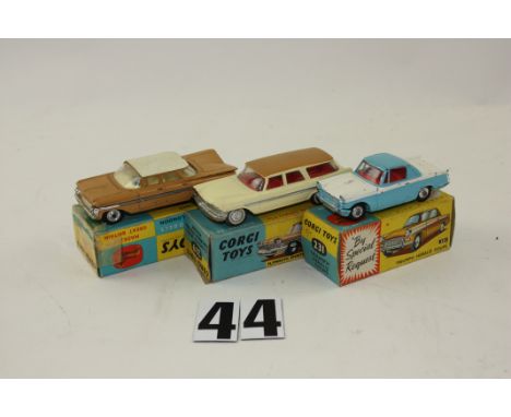 Corgi Toys 231 Triumph Herald, 219 Plymouth Sports Suburban, 248 Chevrolet Impala, in original boxes, F-VG, boxes P-G (3)