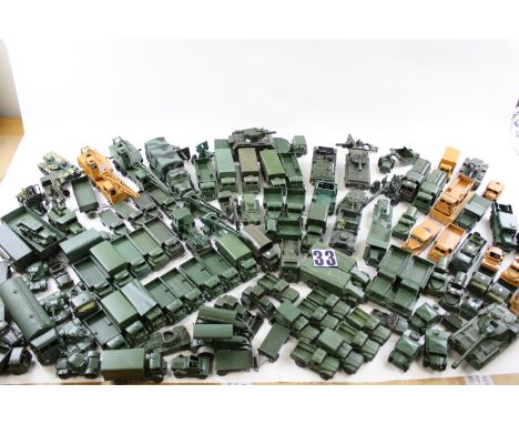 Large collection of repainted Dinky Matchbox Crescent Britains and Corgi  Toys into  Army green: various civilian Commercials