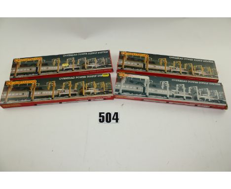 Hornby Railways OO scale overhead catenary packs: R 290 single track catenary packs (4 No) in original boxes, appear unused G