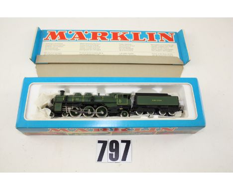  A Marklin 1970s 3-Rail HO Gauge 3092 4-6-2   Locomotive and Tender, in K-Bay STS.B green, in original box, VG, box F