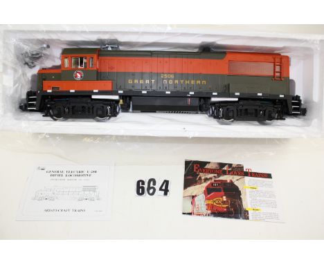 Aristo-Craft Gauge 1 American Diesel locomotive: ref 22114 GE U-25B Bo-Bo locomotive in Great Northern green/orange livery as