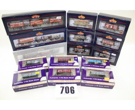 OO Gauge Private Owner Coal wagons by Bachmann and Dapol: Three 3-wagon sets and six individual wagons by Bachmann, together 