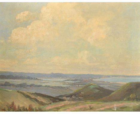 Charles Frederick Dening (1876-1953) British, 'Poole from Studland', oil on canvas, signed, 16" x 20", (41 x 51cm).