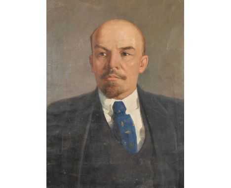 20th Century Soviet School, Head and shoulders portrait of Lenin, oil on canvas, 37.75" x 28", (96x71cm) (unframed).