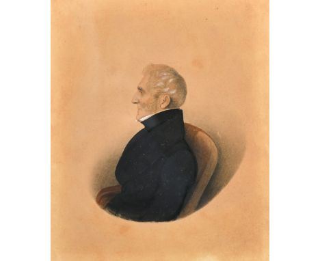 Circle of George Hayter, A bust length portrait of a gentleman seated (possibly the Duke of Wellington) watercolour, indistin