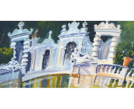 Ian Weatherhead (b.1932) British, 'Reale', Architectural view with figures, watercolour, inscribed, signed and dated '96 in p