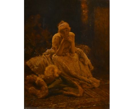 Jan Van Beers (1852-1927) Belgian, an elegant female beauty in a lavish interior, oil on panel, signed and inscribed Paris, 1