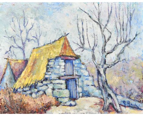 French School, Circa 1991, a view in the Eygalieres Alpilles, oil on panel, indistinctly signed, 19.75" x 25.5" (50 x 65cm), 
