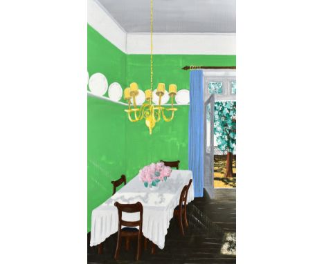 Richard Pomeroy (21st Century) 'Portuguese interior, (Eira Velha 2001)', oil on panel, signed, inscribed and dated 2001 verso