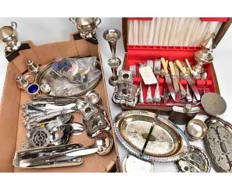 A BOX OF MISCELLANEOUS ITEMS, to include a small amount of jewellery such as a silver ingot pendant hallmarked Sheffield 1977