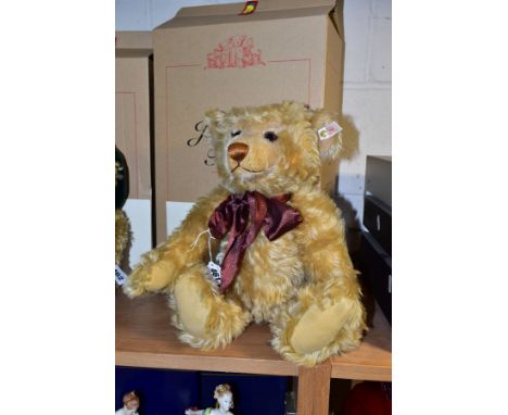 A BOXED STEIFF LIMITED EDITION YEAR 2000 TEDDY BEAR, blonde mohair, fully jointed with growler, height 43cm, button in ear wi